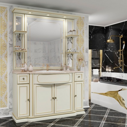Мебель для ванной Opadiris Корсо-оро №11 слоновая кость с золотой патиной фото 1