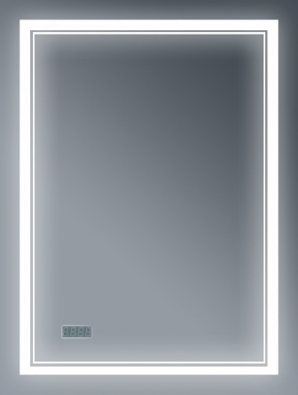 Зеркало Бриклаер Эстель-2 60 с подсветкой, с часами, сенсор на корпусе фото 1