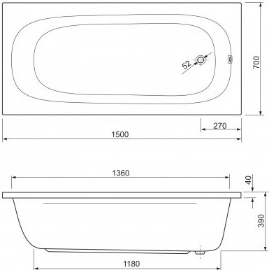 Акриловая ванна Cezares Piave 150х70 см фото 3