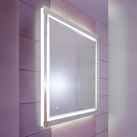 Зеркало Бриклаер Эстель-2 60 с подсветкой, с часами, сенсор на корпусе фото 2