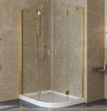 Душевой уголок Vegas Glass AFS-F Lux 110*90 09 01 L профиль золото, стекло прозрачное