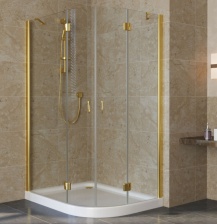 Душевой уголок Vegas Glass AFS-F Lux 120*100 09 01 L профиль золото, стекло прозрачное