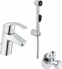 Смеситель Grohe Eurosmart New 23124002 для раковины с гигиеническим душем + Вентиль Grohe 22018000
