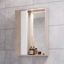 Зеркало-шкаф Акватон Бостон 75 L, с подсветкой, дуб эврика