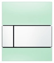 Кнопка смыва Tece Square Urinal  зеленое стекло, кнопка белая