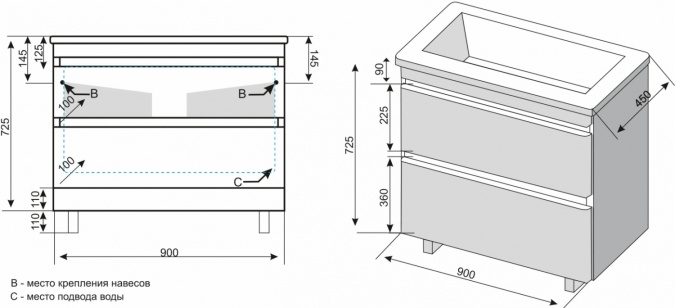 Мебель для ванной Style Line Атлантика 90 Люкс Plus, напольная, ясень перламутр фото 10