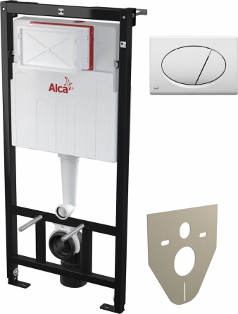 Система инсталляции для унитазов AlcaPlast Sadromodul AM101/1120 + M70 + M91 4 в 1 кнопка смыва белая фото 1