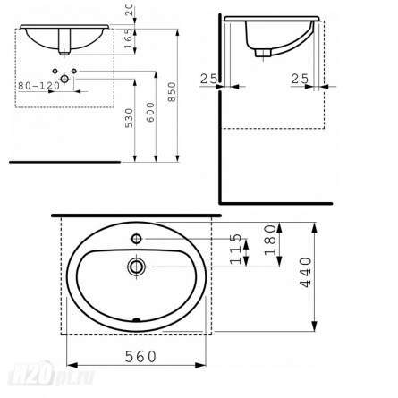 Раковина встраиваемая Laufen Pro 56х44 фото 4