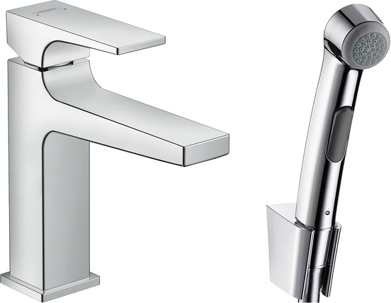 Смеситель Hansgrohe Metropol 32522000 для раковины с гигиеническим душем, с донным клапаном Push-Open фото 1