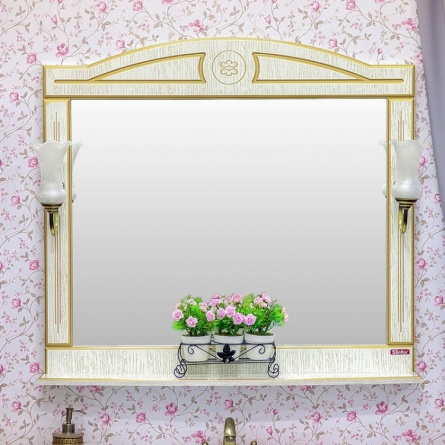 Зеркало Sanflor Адель 100 белое, патина золото фото 1