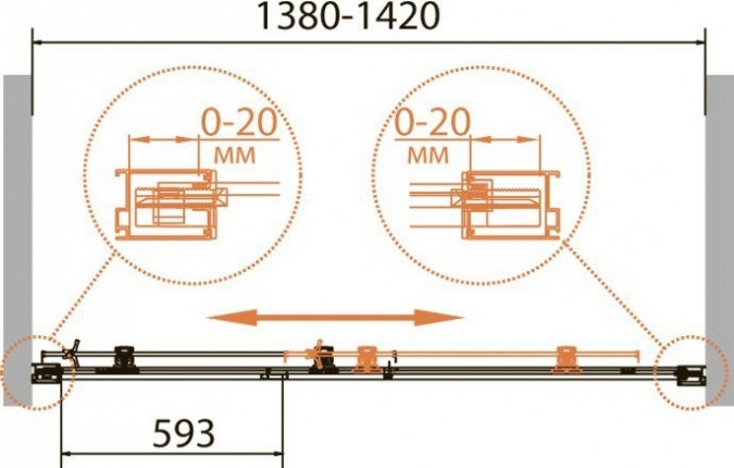 Душевая дверь в нишу Cezares Relax BF-1-140-P-Bi стекло punto фото 4
