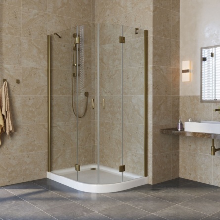 Душевой уголок Vegas Glass AFS-F Lux 100*80 05 01 L профиль бронза, стекло прозрачное фото 2