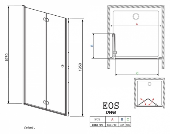Душевая дверь в нишу Radaway EOS DWB 70 интимато L фото 4