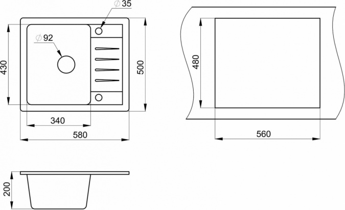 Мойка кухонная Granula Standart ST-5803 черная фото 2