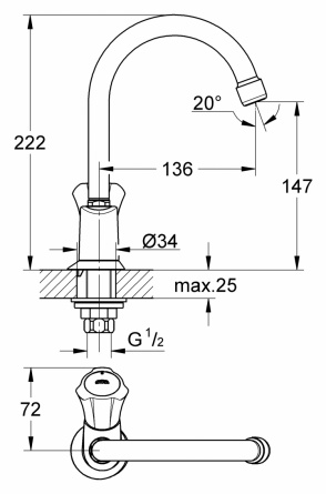 Кран Grohe Costa L 20393001 для раковины фото 2