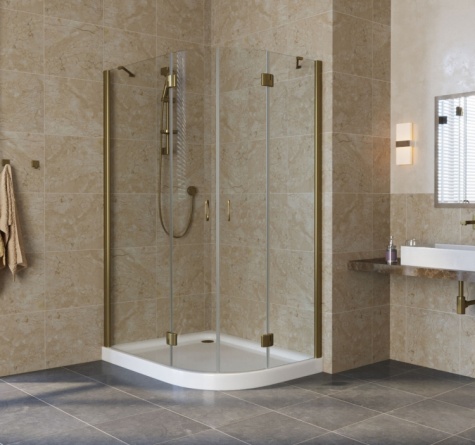Душевой уголок Vegas Glass AFS-F Lux 110*100 05 01 L профиль бронза, стекло прозрачное фото 2