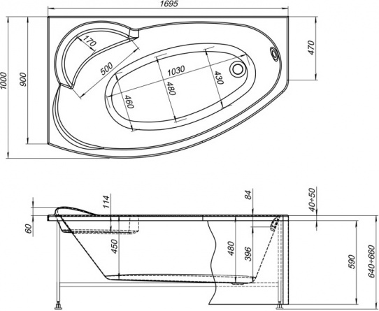 Акриловая ванна Aquanet Sofia 170x100 L фото 10