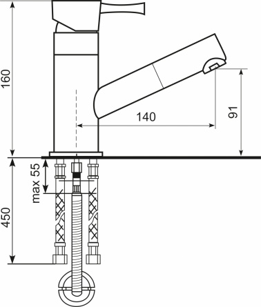 Смеситель Ulgran U-009(309) темно-серый, для кухонной мойки фото 3