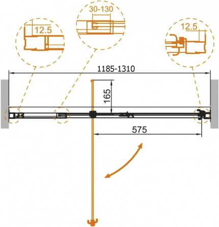 Душевая дверь в нишу Cezares Variante B 1 120/130 C Cr фото 4