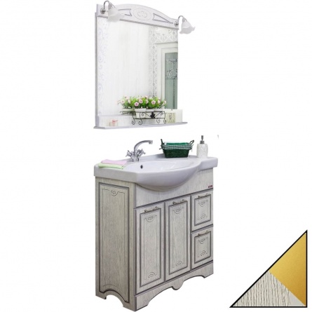 Мебель для ванной Sanflor Адель 82 белая, патина золото, R фото 1