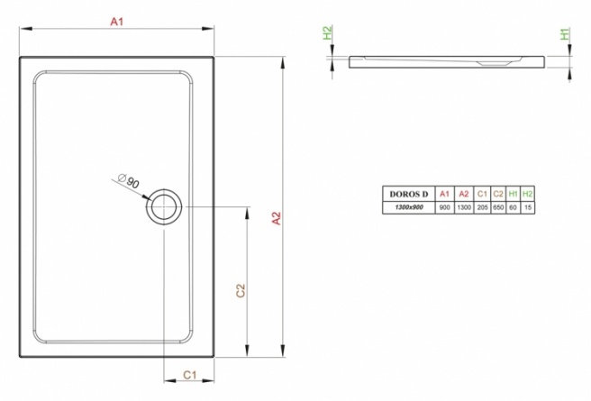 Поддон для душа Radaway Doros D90x130 фото 3
