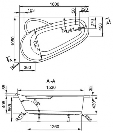 Акриловая ванна Vagnerplast Selena 160 L фото 5