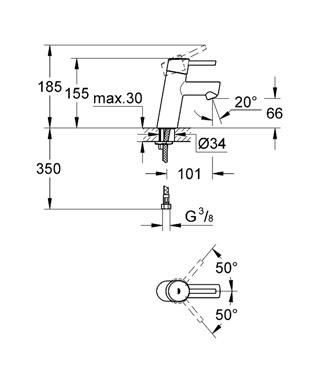Смеситель для раковины Grohe Concetto с ограничением расхода воды фото 2