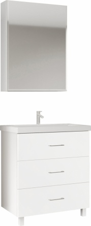 Мебель для ванной Marka One Mix 60Н с 3 ящиками, белый глянец, ручки рейлинг фото 1