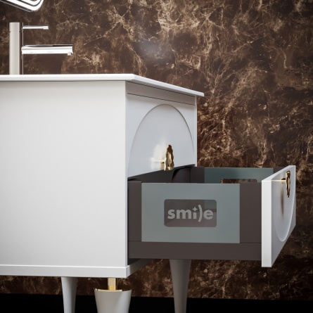 Мебель для ванной Smile Ибица 90 белая, фурнитура золото фото 5
