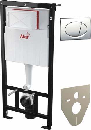 Система инсталляции для унитазов AlcaPlast Sadromodul AM101/1120 + M71 + M91 4 в 1 кнопка смыва хром фото 1