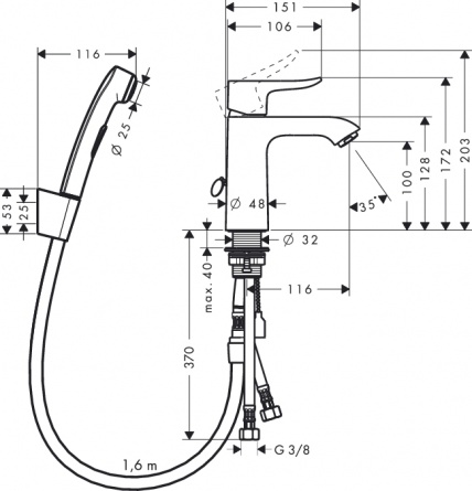 Hansgrohe Metris для раковины с гигиеническим душем фото 2