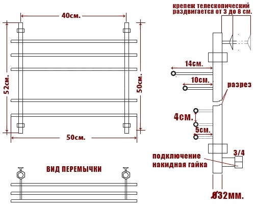 Полотенцесушитель водяной Ника Bamboo ЛБ3 50/40-5 фото 4
