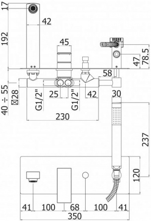 Смеситель Cezares Effect VDM2-01 С ВНУТРЕННЕЙ ЧАСТЬЮ, для ванны с душем фото 2