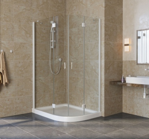 Душевой уголок Vegas Glass AFS-F Lux 110*100 01 01 L профиль белый, стекло прозрачное фото 2