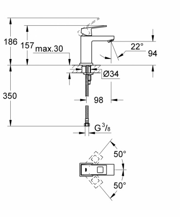 Смеситель для раковины Grohe Eurocube фото 2