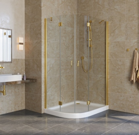 Душевой уголок Vegas Glass AFS-F Lux 100*90 09 01 R профиль золото, стекло прозрачное фото 2