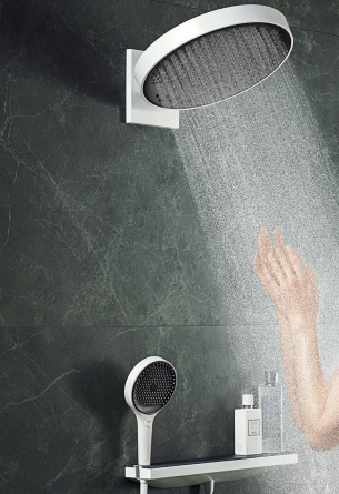 Шланговое подключение Hansgrohe Rainfinity Porter 500 26843700 с полкой и держателем фото 5
