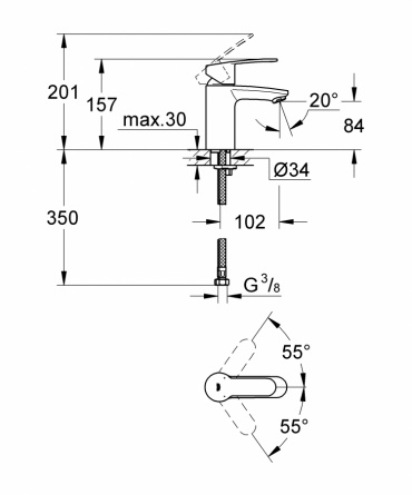 Смеситель для раковины Grohe Eurostyle Cosmopolitan с ограничением расхода воды фото 2