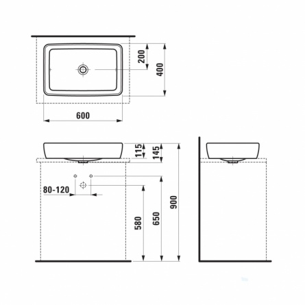Раковина накладная Laufen Pro 60х40 фото 4