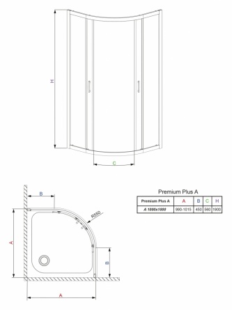 Душевой уголок Radaway Premium Plus A 100x190 прозрачное стекло фото 10
