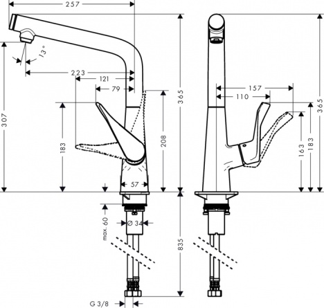Смеситель Hansgrohe Metris Select 14883800 для кухонной мойки фото 2