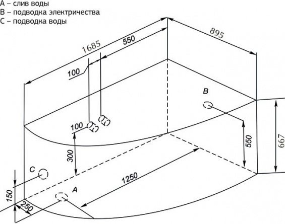 Акриловая ванна Aquanet Augusta 170x90 R фото 7