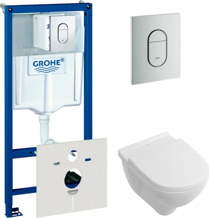 Комплект  Система инсталляции для унитазов Grohe Rapid SL 38929000 4 в 1 с кнопкой смыва + Унитаз подвесной Villeroy & Boch O'Novo 5660 H101 alpin фото 1