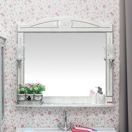 Мебель для ванной Sanflor Адель 100 белая, патина серебро фото 7