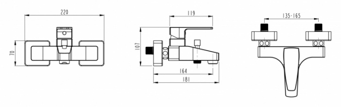 Смеситель VitrA Q Line  для ванны с душем фото 2