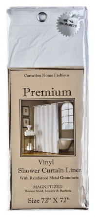 Штора для ванной Carnation Home Fashions Premium 4 Gauge White защитная фото 2