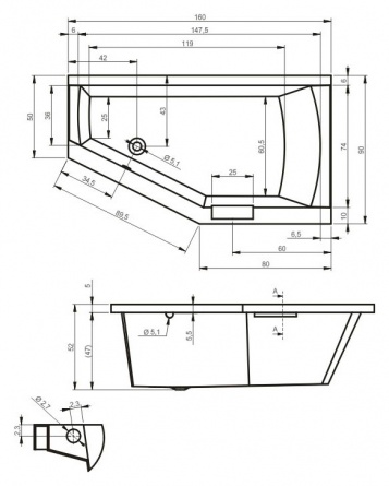 Акриловая ванна Riho Geta 160 L фото 2