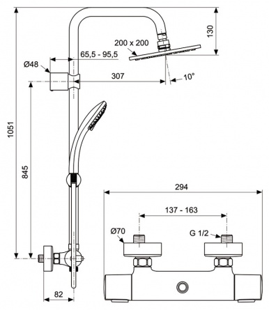 Душевая стойка Ideal Standard IdealRain Cube фото 2