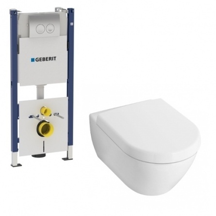 Комплект инсталляция Geberit Duofix + Villeroy&Boch Subway 2.0 + крышка 