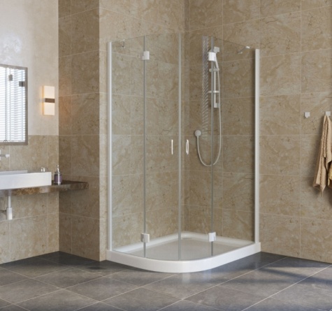 Душевой уголок Vegas Glass AFS-F Lux 110*100 01 01 R профиль белый, стекло прозрачное фото 2